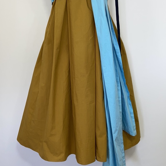 Marni Cotton Midnight Blue/ Goldtone Sash Tie Empire Midi Dress U.S. 4 Beautiful - Picture 4 of 9